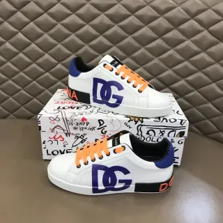 Dolce & Gabbana White Navy Leather Upper Oversized Logo Lifestyle Sneakers
