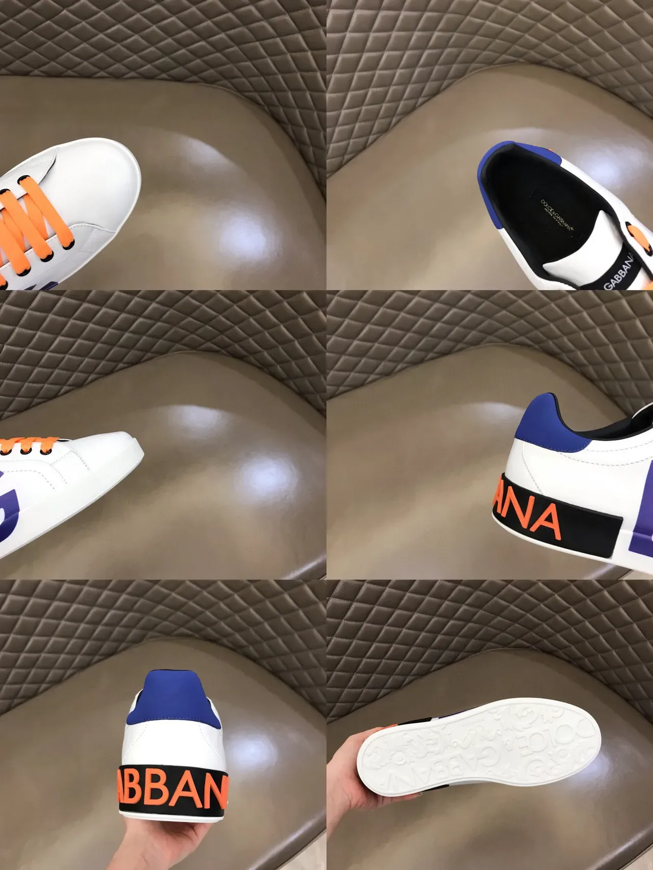 Dolce & Gabbana White Navy Leather Upper Oversized Logo Lifestyle Sneakers 2