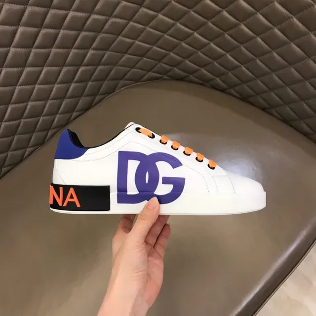 Dolce & Gabbana White Navy Leather Upper Oversized Logo Lifestyle Sneakers 5