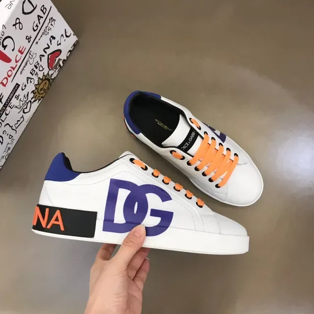 Dolce & Gabbana White Navy Leather Upper Oversized Logo Lifestyle Sneakers 7