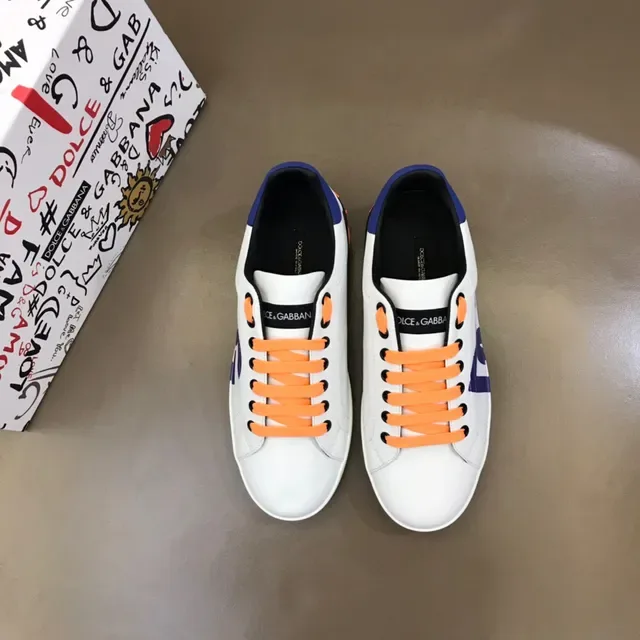 Dolce & Gabbana White Navy Leather Upper Oversized Logo Lifestyle Sneakers 9