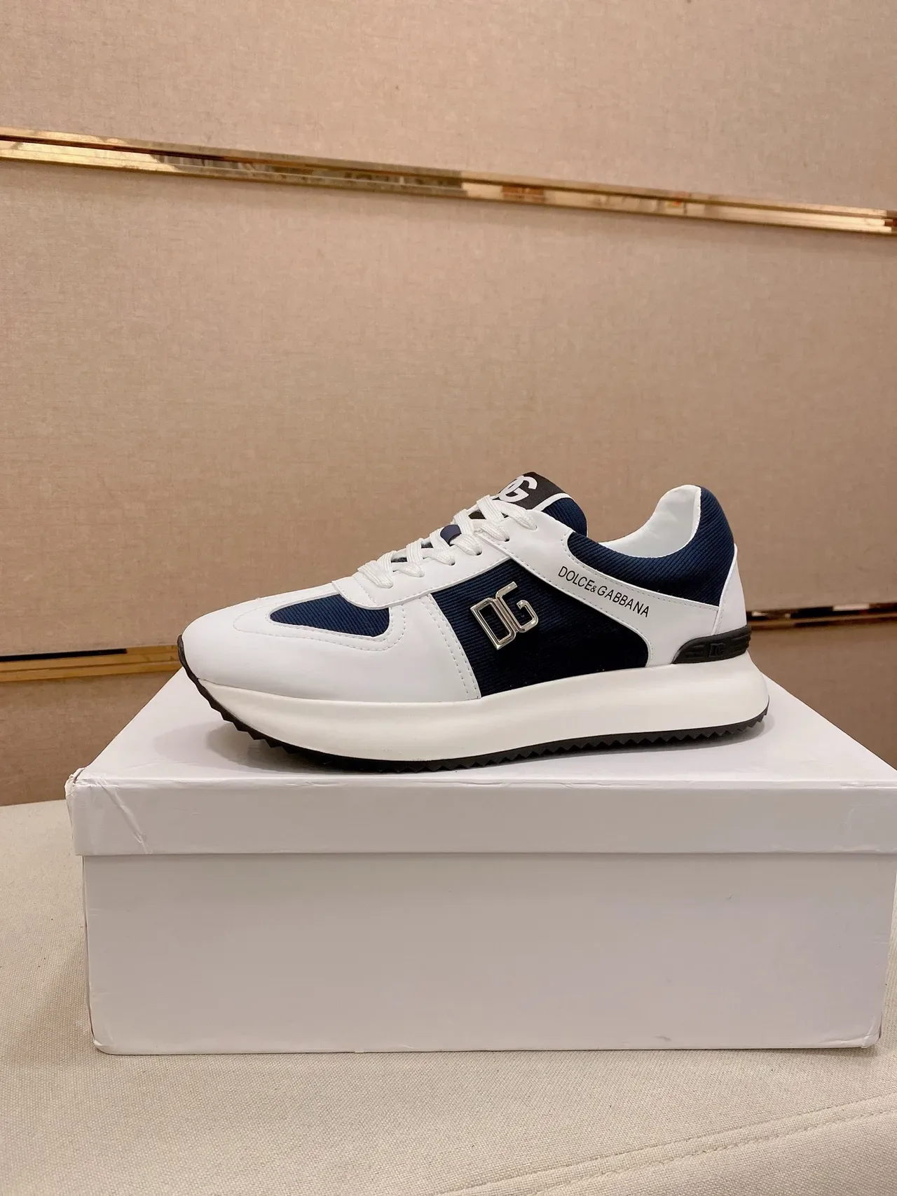 Dolce & Gabbana Tênis Lifestyle Branco Marinho Sola Plataforma Color Blocked Superior 1