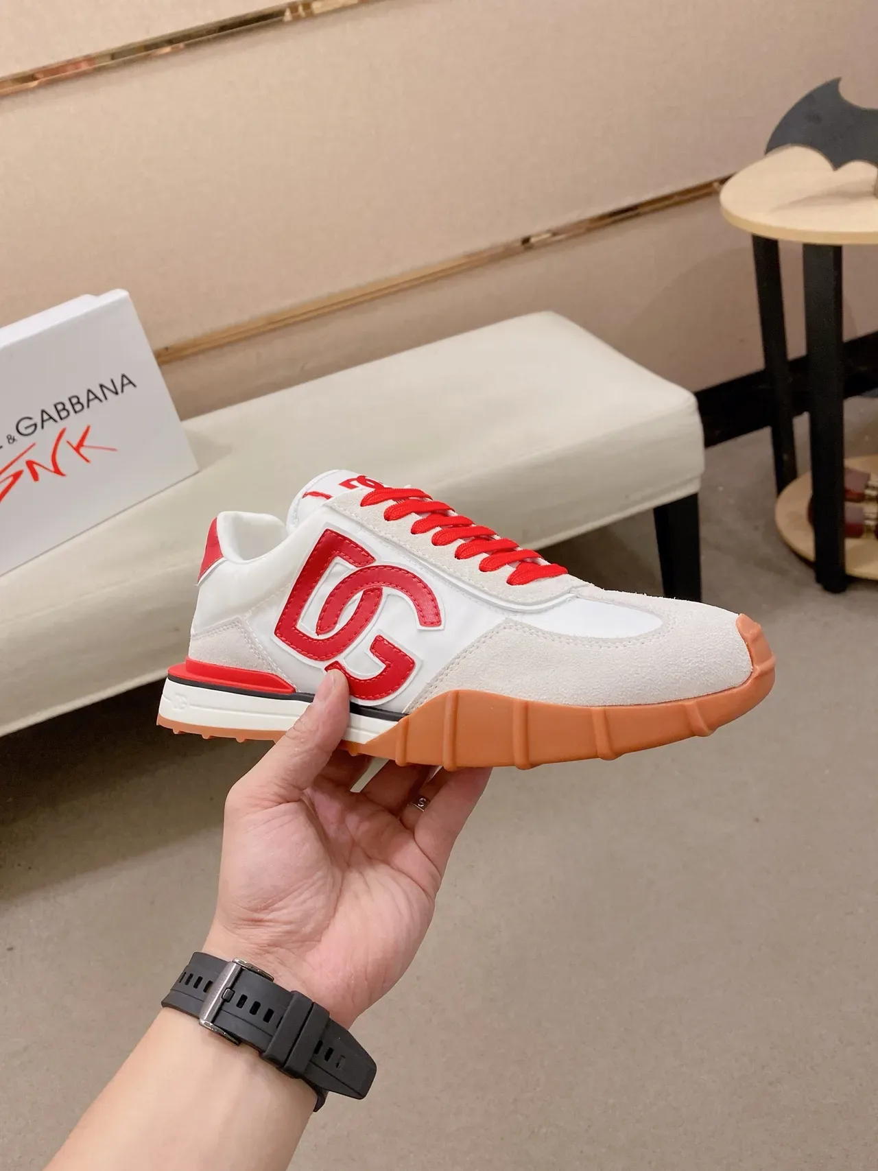Dolce & Gabbana Sneakers Lifestyle Blancs Rouges Low-Top Upper de Material Mixte 4