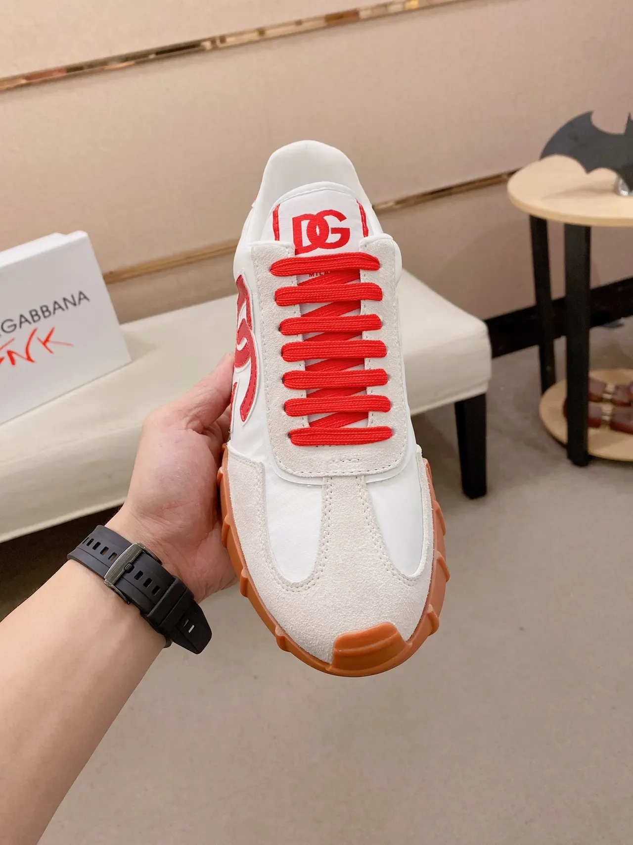 Dolce & Gabbana Sneakers Lifestyle Blancs Rouges Low-Top Upper de Material Mixte 5
