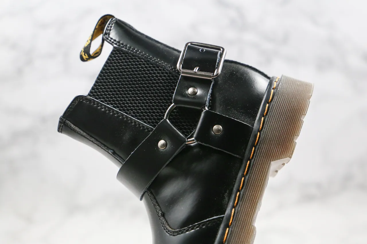 Dr. Martens 1460 Buckle Strap Black Leather Chelsea Boot 3