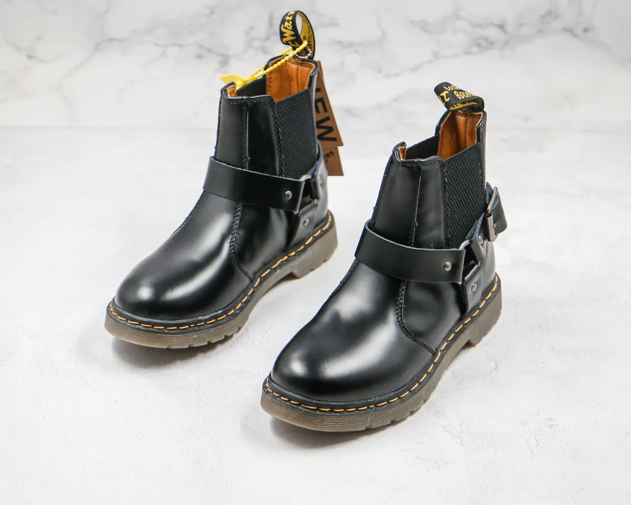 Dr. Martens 1460 Buckle Strap Black Leather Chelsea Boot 7