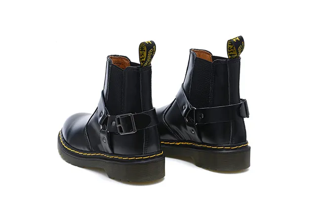 Dr. Martens Black Yellow Smooth Leather Elastic Side Gussets Chelsea Boots 4