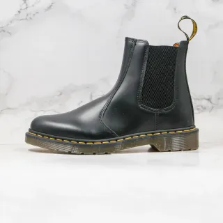 Dr. Martens Chelsea Boot Black Yellow Smooth Leather Welt Stitching Chelsea Boots