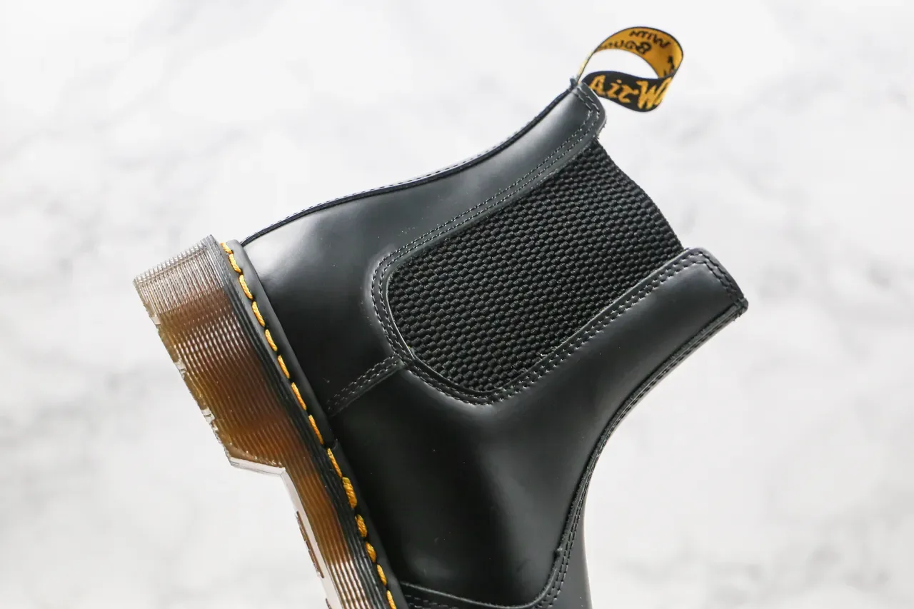 Dr. Martens Chelsea Boot Black Yellow Smooth Leather Welt Stitching Chelsea Boots 5
