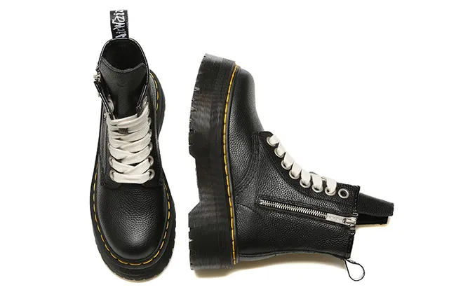 Dr. Martens Jadon Negro Beige Suela Plataforma Cremallera Lateral Botas Martin 2