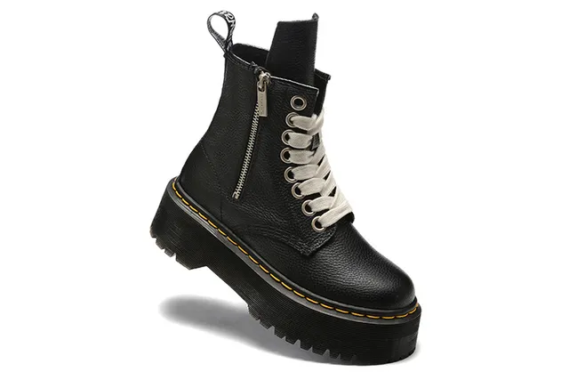 Dr. Martens Jadon Negro Beige Suela Plataforma Cremallera Lateral Botas Martin 4