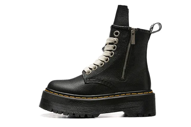 Dr. Martens Jadon Negro Beige Suela Plataforma Cremallera Lateral Botas Martin 5
