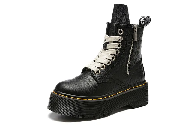 Dr. Martens Jadon Negro Beige Suela Plataforma Cremallera Lateral Botas Martin 6