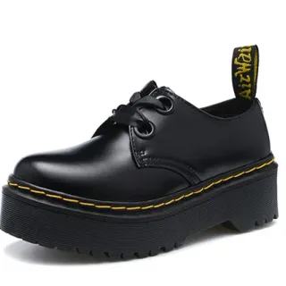 Dr. Martens Jadon Negro Amarillo Suela Plataforma Costura Welt Zapatos Mary Jane