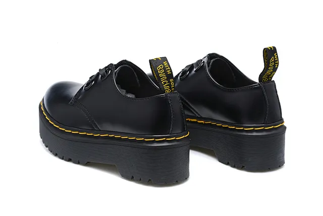 Dr. Martens Jadon Noir Jaune Semelle Plateforme Couture Welt Chaussures Mary Jane 4