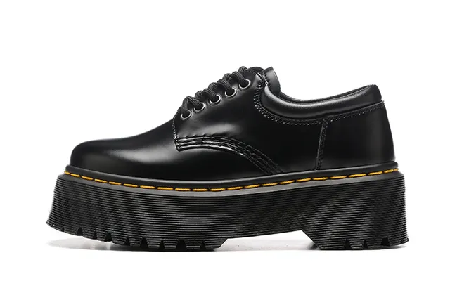 Dr. Martens Jadon Platform Black Leather Oxford Shoes 4