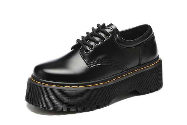 Dr. Martens Jadon Platform Black Leather Oxford Shoes 5