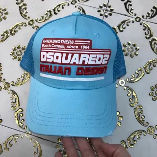 Dsquared2 ICON Blue Navy Embroidered Graphic Patch Two-Tone Baseball Cap