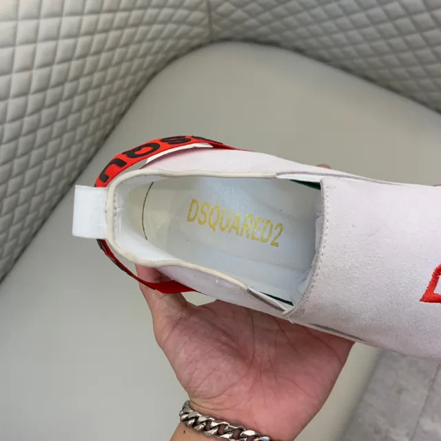 Dsquared2 ICON أبيض أحمر سليب أون حذاء أسلوب حياة 3