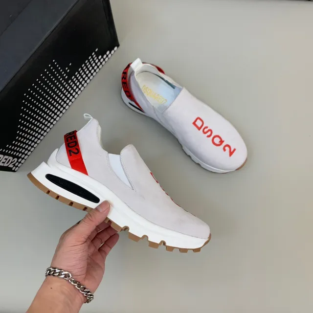 Dsquared2 ICON أبيض أحمر سليب أون حذاء أسلوب حياة 6