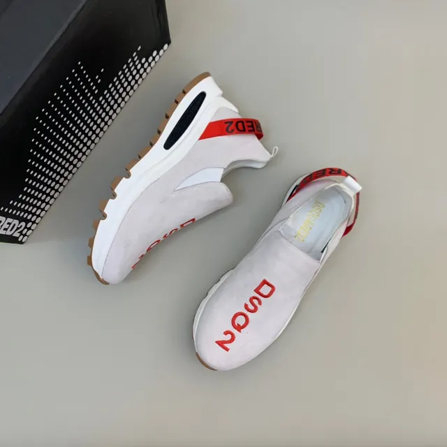 Dsquared2 ICON أبيض أحمر سليب أون حذاء أسلوب حياة 7
