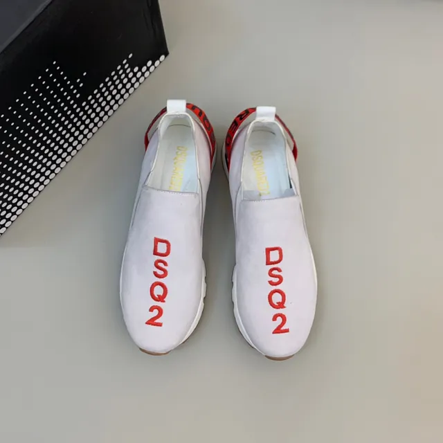 Dsquared2 ICON أبيض أحمر سليب أون حذاء أسلوب حياة 8