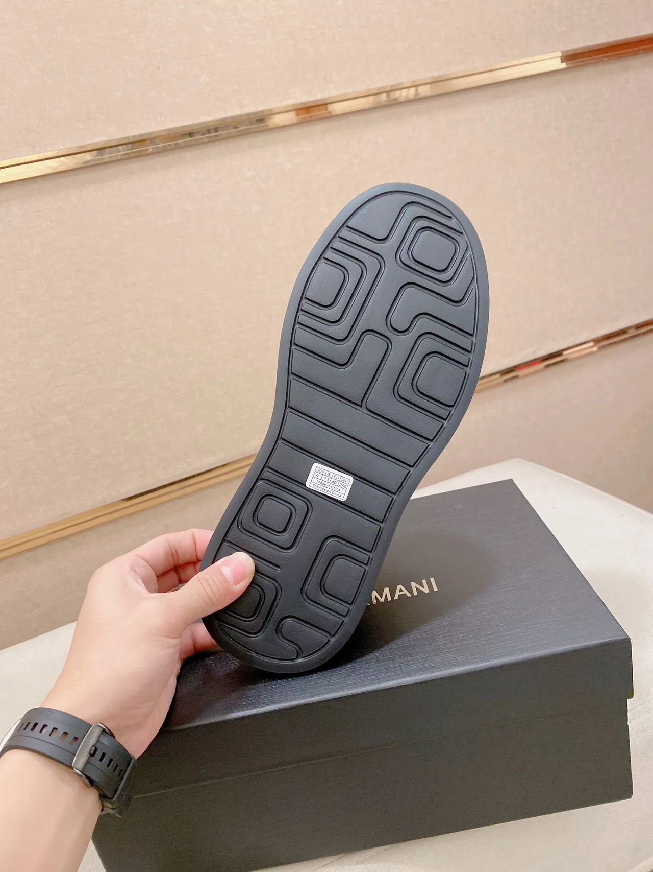 Emporio Armani Noir Beige Embossé Logo Aigle Semelle Épaisse Plateforme Mocassin 3