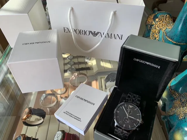Emporio Armani Relógio Cronógrafo Esfera Preta Mecânica 2