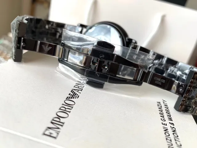 Emporio Armani Relógio Cronógrafo Esfera Preta Mecânica 4