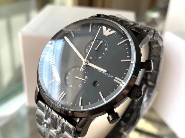 Emporio Armani Relógio Cronógrafo Esfera Preta Mecânica 8