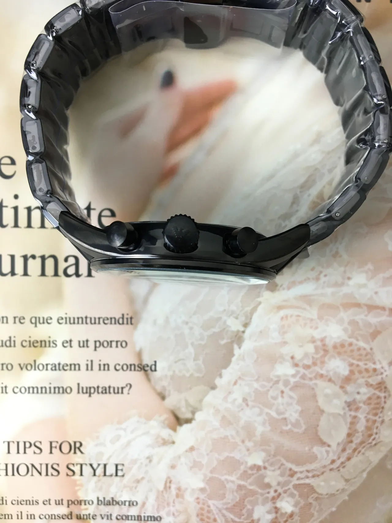 Emporio Armani ساعة كرونوغراف أسود موونوكروم رياضية 4