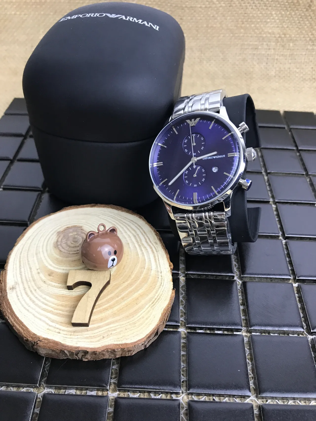 Emporio Armani Chronograph Purple Dial Stainless Steel Quartz Watch 7