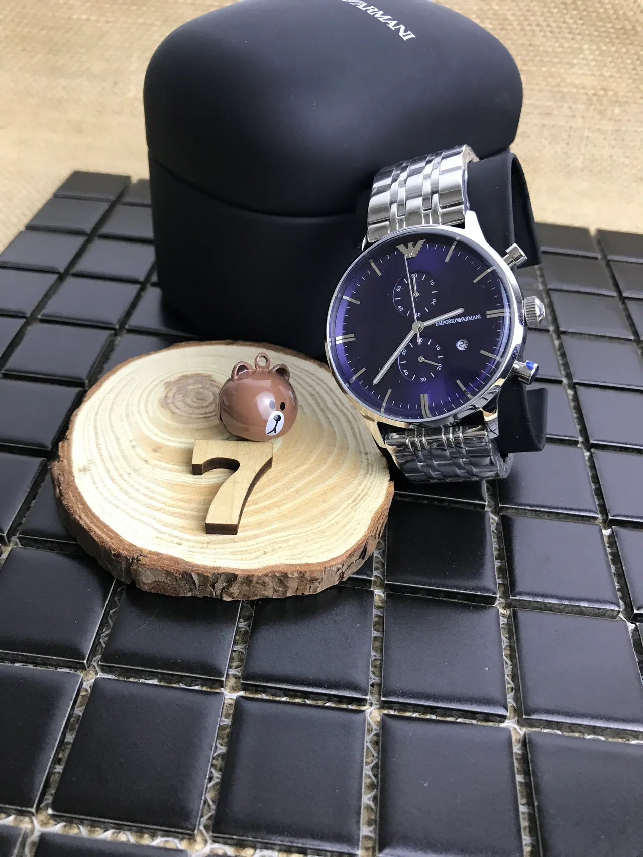 Emporio Armani Chronograph Purple Dial Stainless Steel Quartz Watch 8