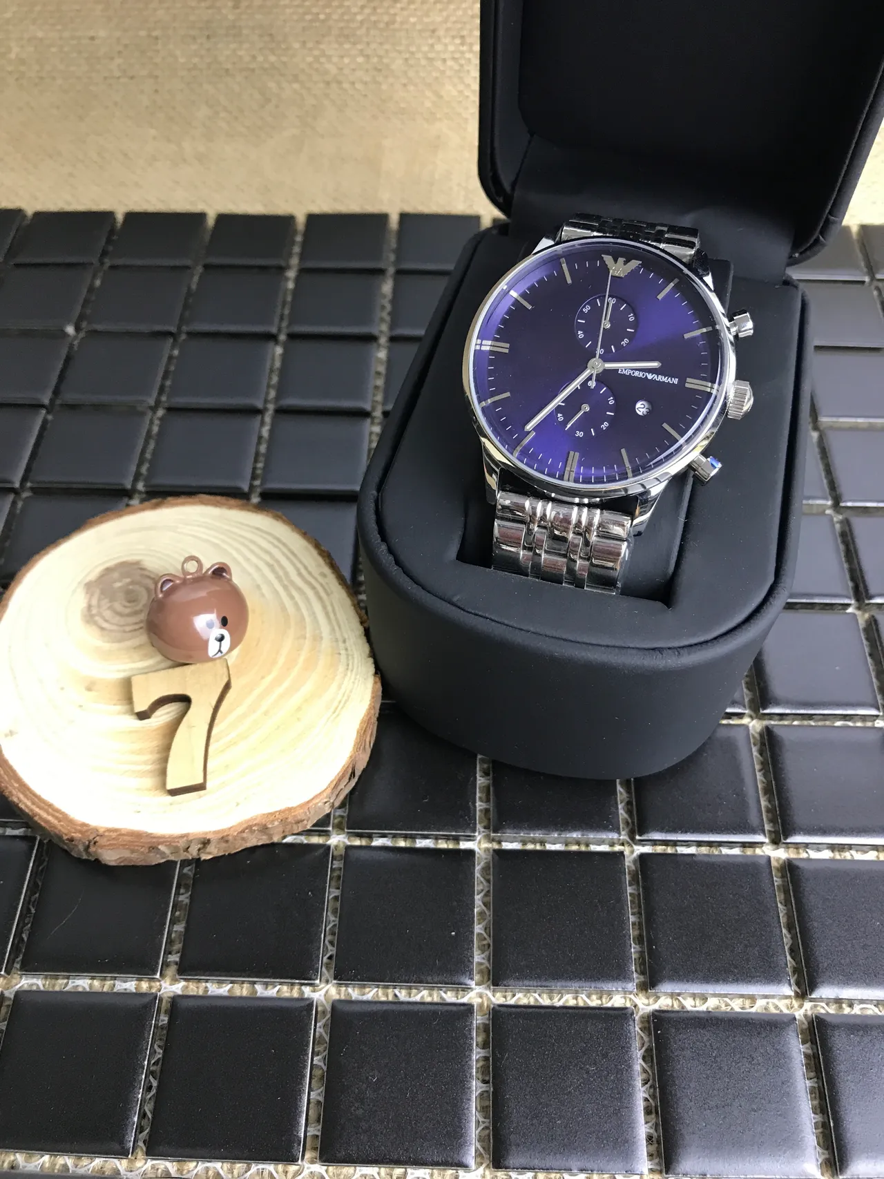 Emporio Armani Chronograph Purple Dial Stainless Steel Quartz Watch 9