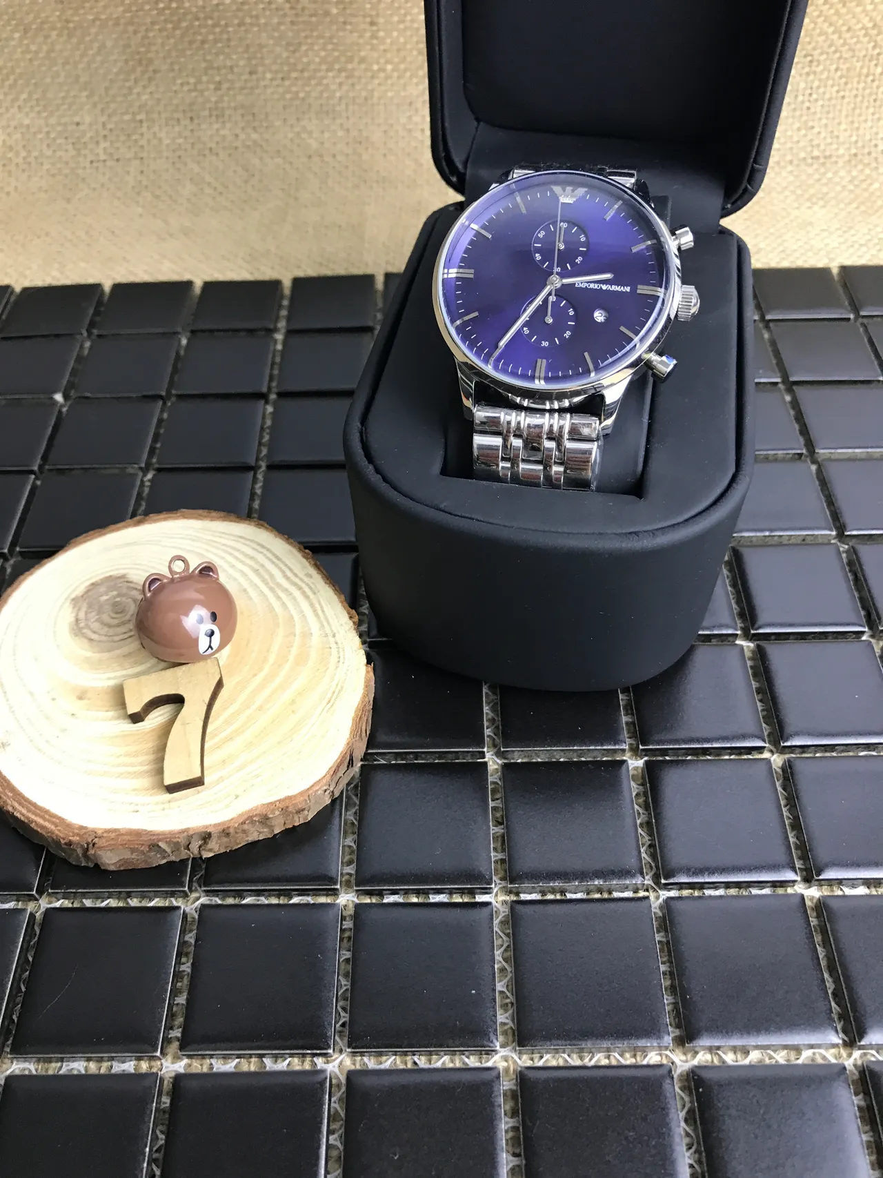 Emporio Armani Chronograph Purple Dial Stainless Steel Quartz Watch 10