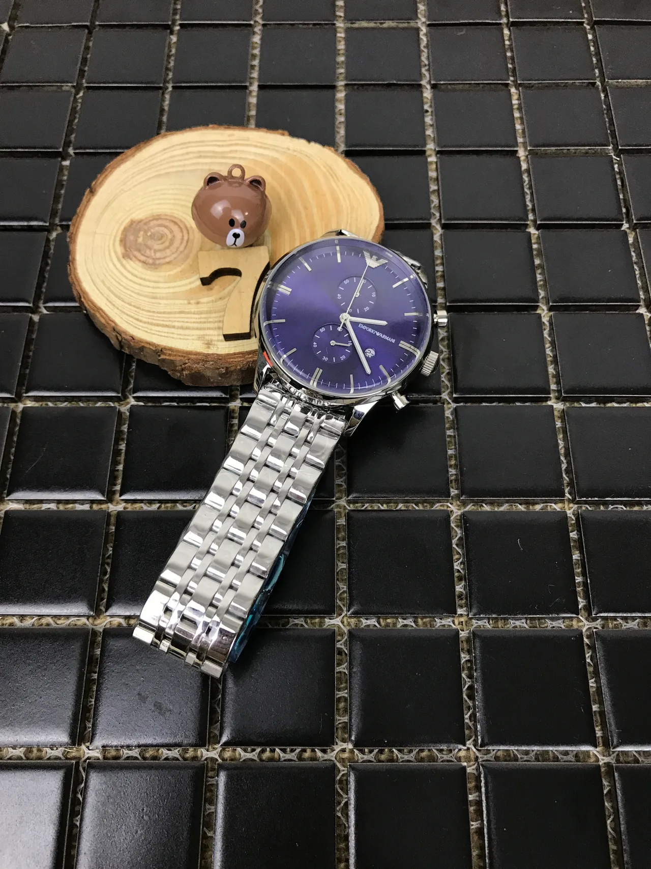 Emporio Armani Chronograph Purple Dial Stainless Steel Quartz Watch 11