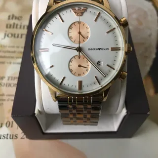 Emporio Armani Classic Chronograph White Dial Two-Tone Stainless Steel Quartz Watch