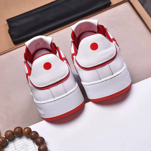 Emporio Armani EA7 White and Red Leather Low-Top Lifestyle Sneakers 7