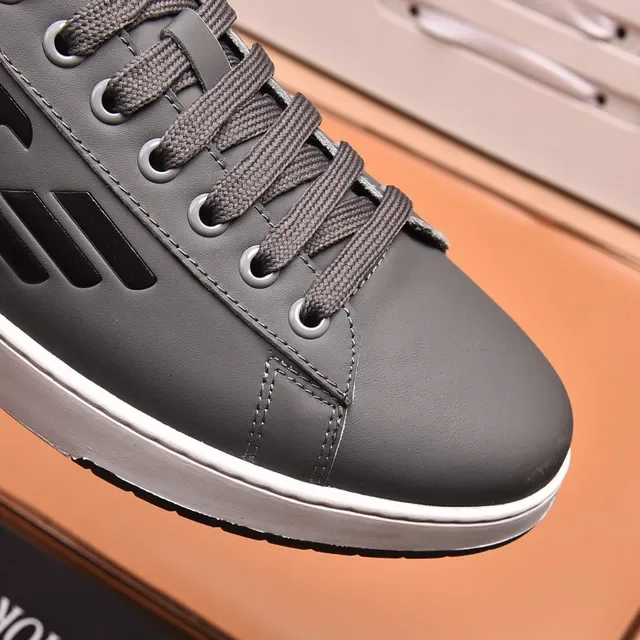 Emporio Armani Gray Leather Eagle Panel Lifestyle Sneaker 3