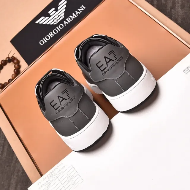 Emporio Armani Gray Leather Eagle Panel Lifestyle Sneaker 4