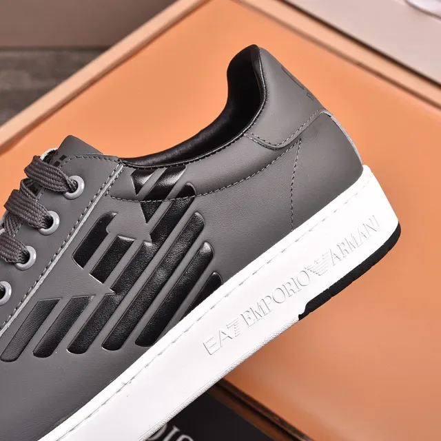 Emporio Armani Gray Leather Eagle Panel Lifestyle Sneaker 5