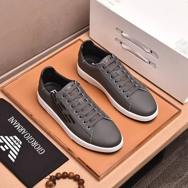 Emporio Armani Gray Leather Eagle Panel Lifestyle Sneaker 9
