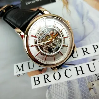 Emporio Armani Meccanico Skeleton Rose Gold-Tone Mechanical Watch