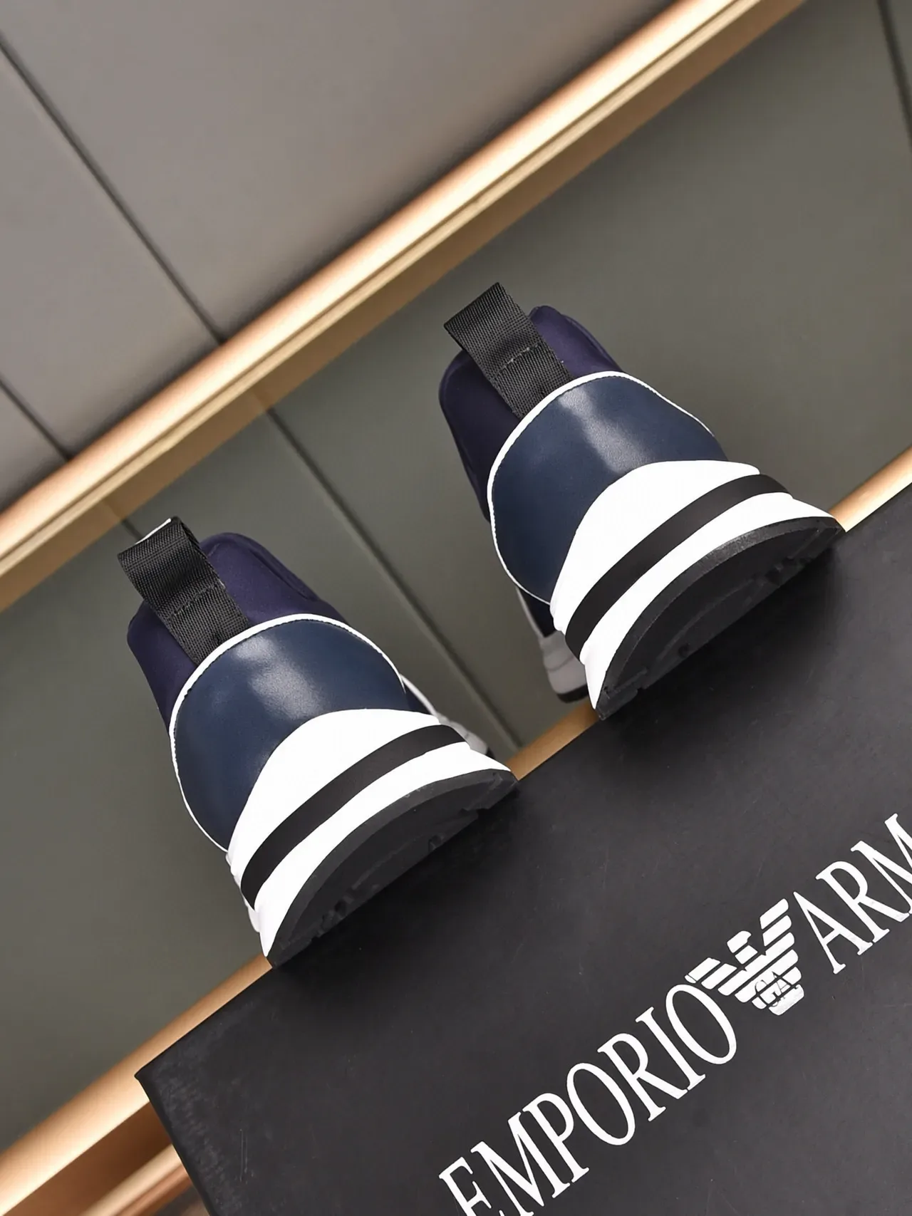 Emporio Armani Navy Black Slip-On Elastic Strap Sneakers 6
