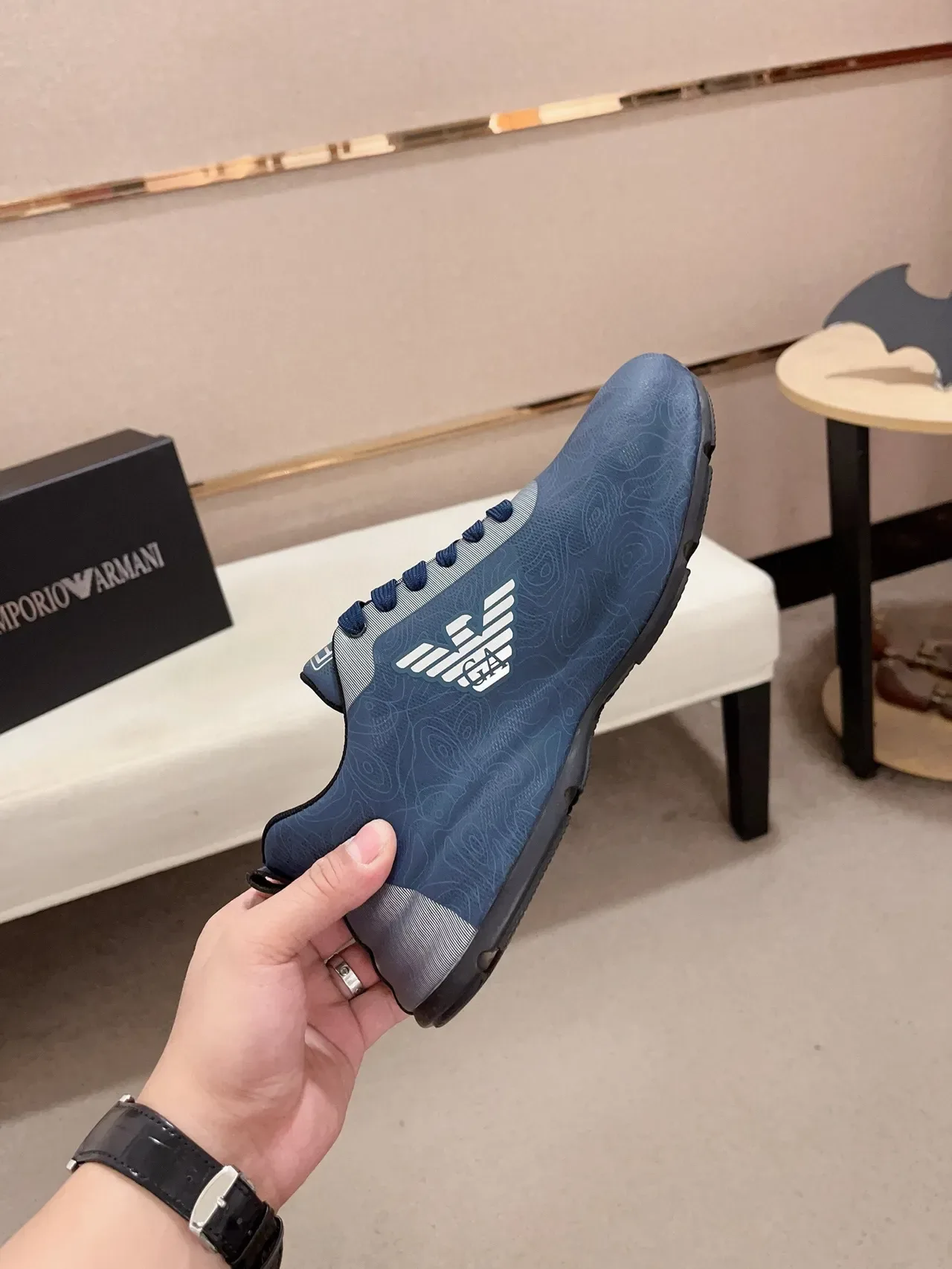 Emporio Armani Impression topographique Logo de l'aigle Bleu Lifestyle Sneaker 6