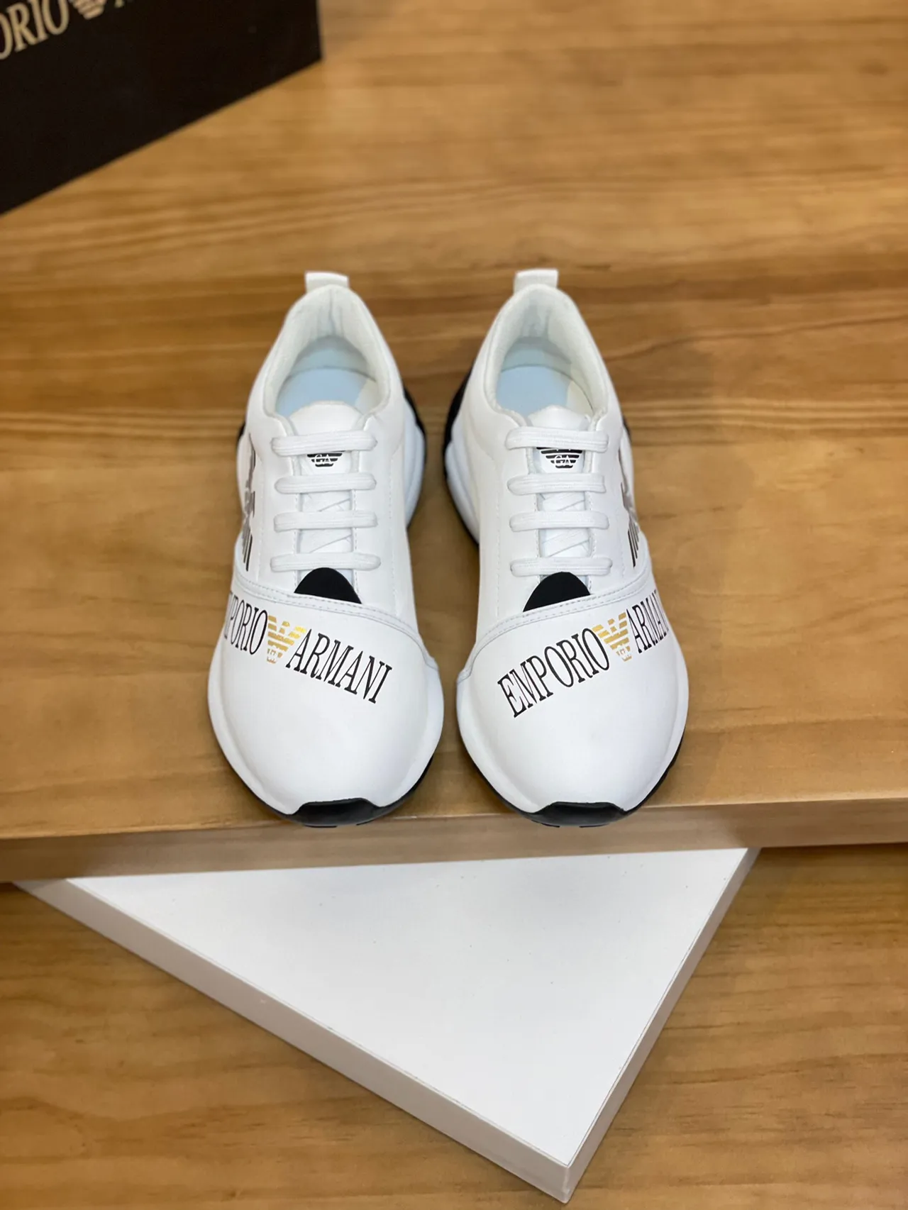 Emporio Armani White and Black Eagle Logo Lifestyle Sneakers 2