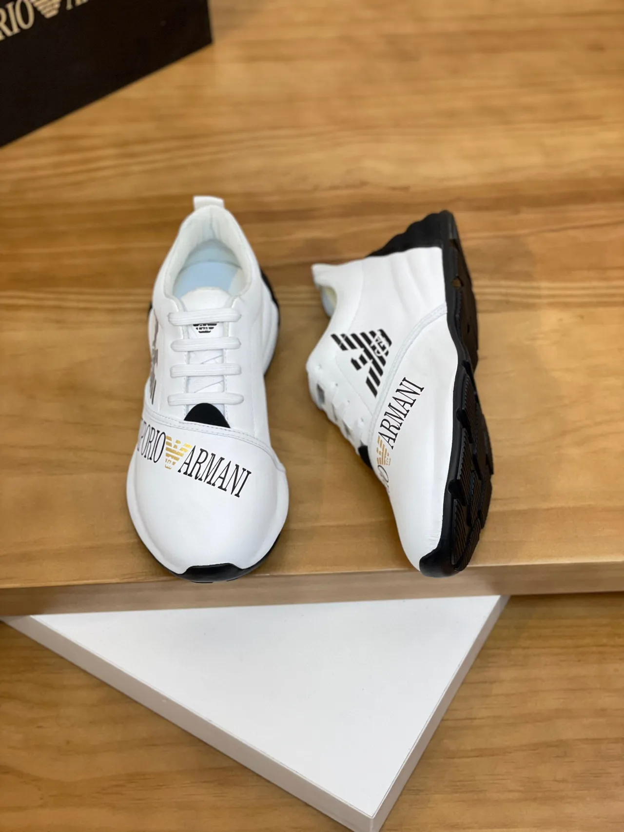 Emporio Armani White and Black Eagle Logo Lifestyle Sneakers 3