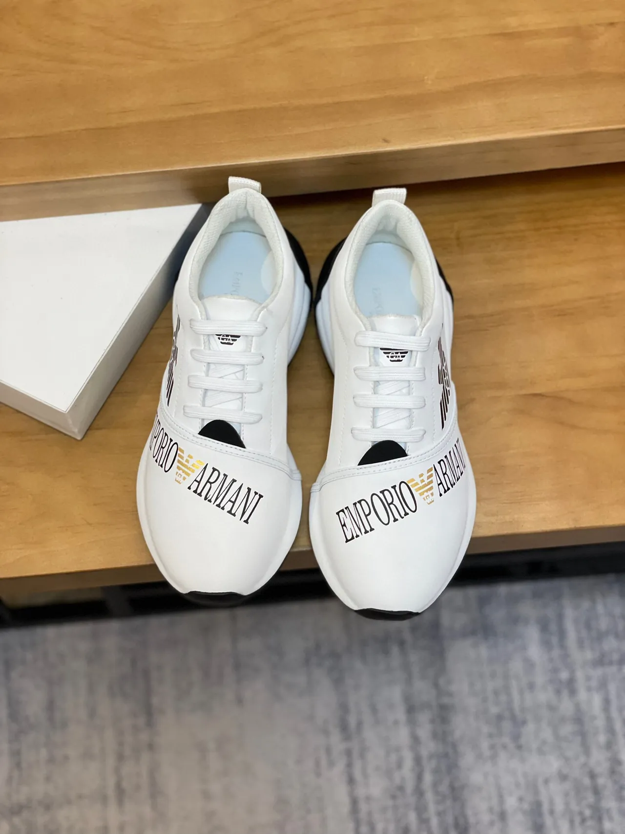 Emporio Armani White and Black Eagle Logo Lifestyle Sneakers 4