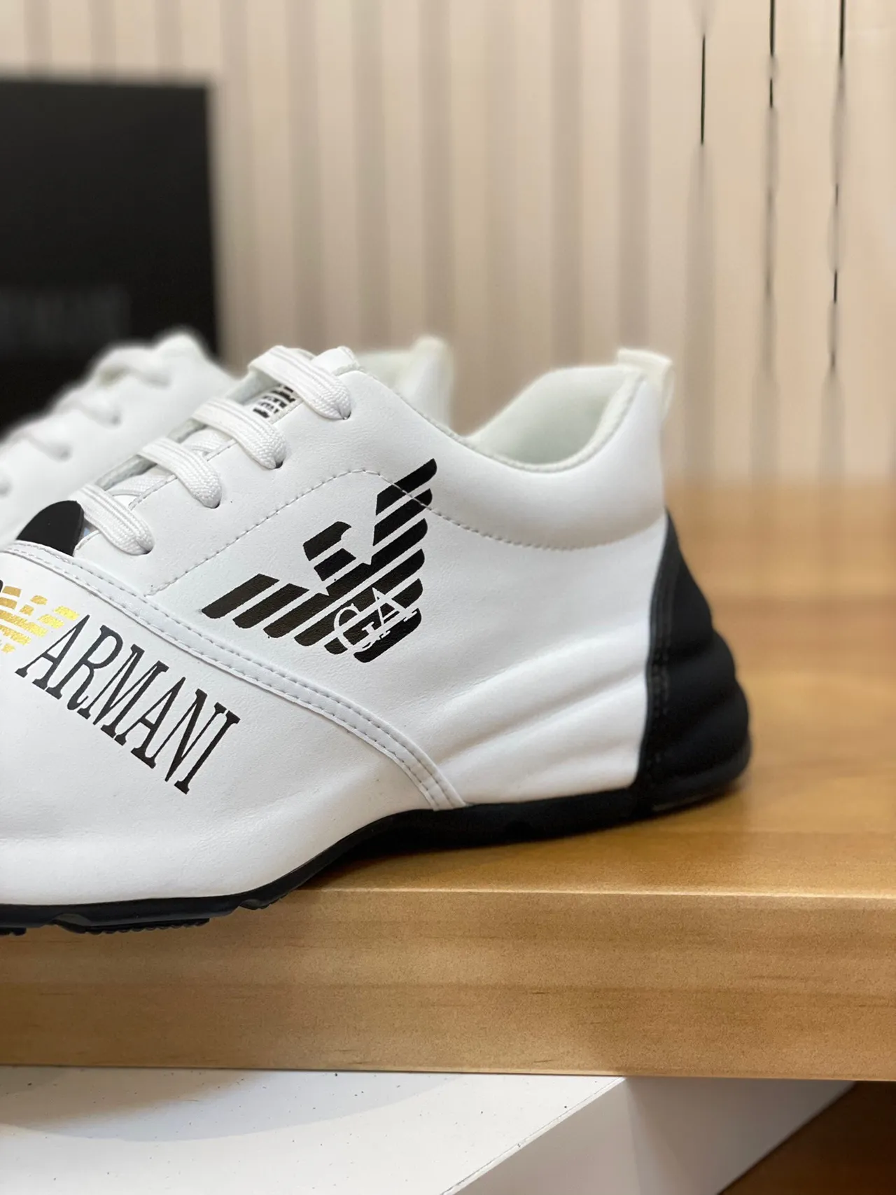 Emporio Armani White and Black Eagle Logo Lifestyle Sneakers 6