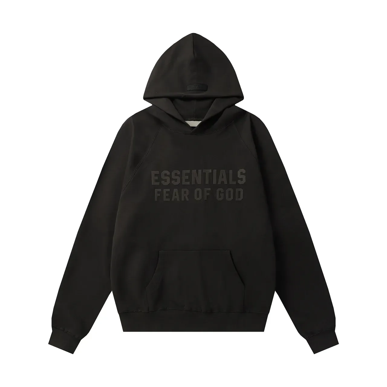 Fear of God Essentials Black Oversized Fit Tonal Embossed Logo Hoodie 4